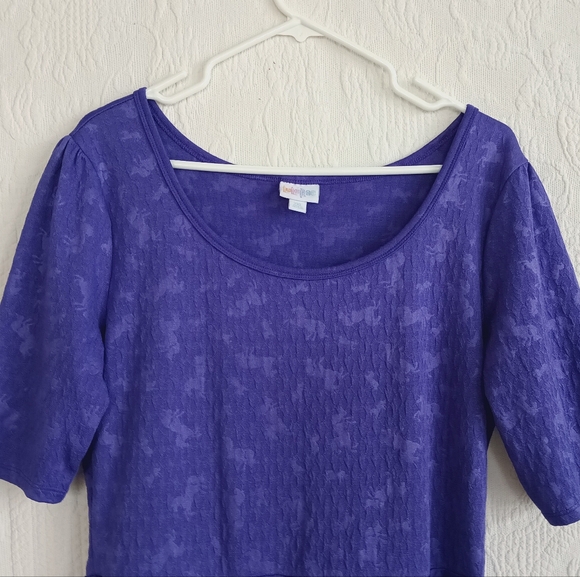 LuLaRoe Purple Unicorn Fit N Flare Midi Dress Stretchy Textured Fantasy Colorful - Picture 3 of 13